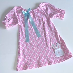 (5/6) New Pink & White Easter Smock Dress Bunny NWOT